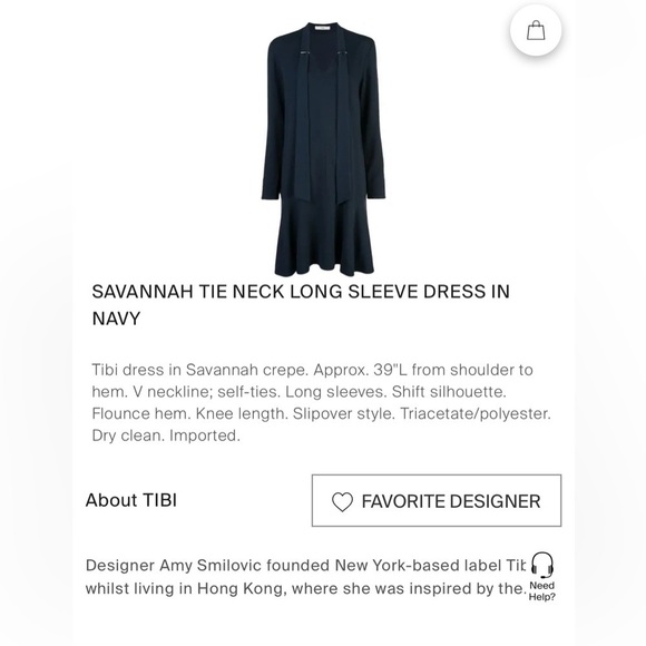 Tibi Navy Savannah Tie Neck Dress Size 4 missing metal clips - Picture 4 of 14